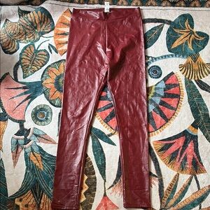Burgundy Vegan Leather Leggings